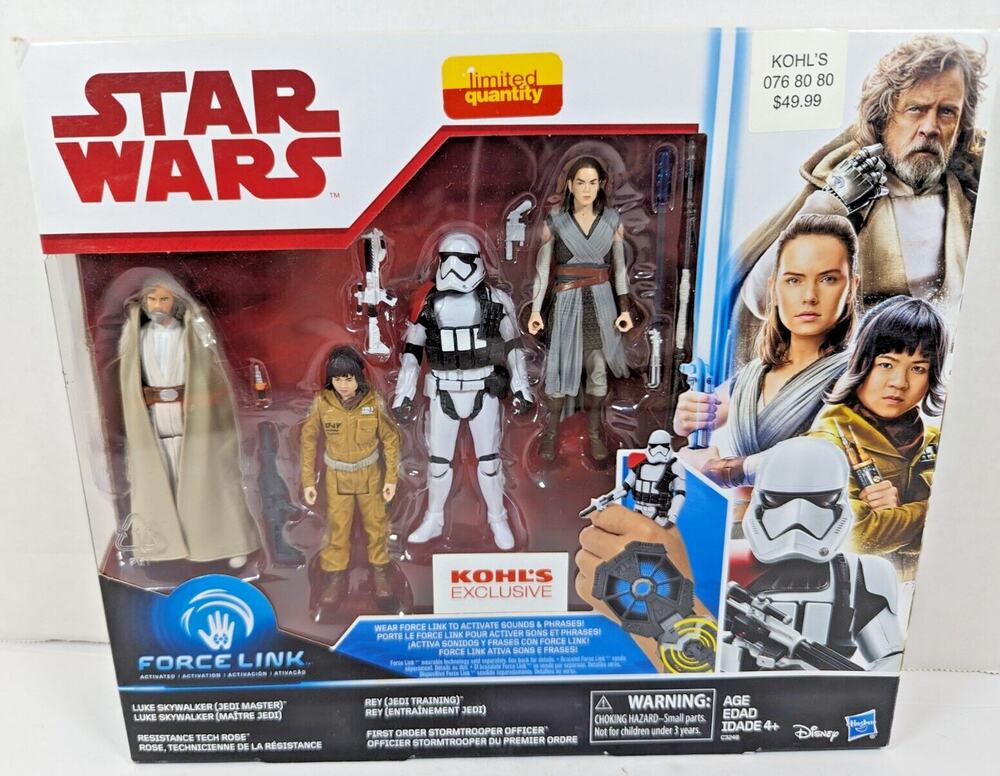 Star Wars Force Link 4 Pack Kohl Exclusive Luke, Rey, Rose, Stormtrooper NIB